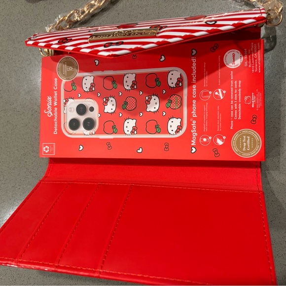 Hello Kitty Sanrio Sonix Apples IPhone 14 Wallet Detachable Purse Case NEW RED - Picture 5 of 10